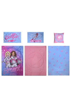 Barbie 5-In-1 Bnb Comforter Set – Brushed Microfiber With Polyester Shell – Pink