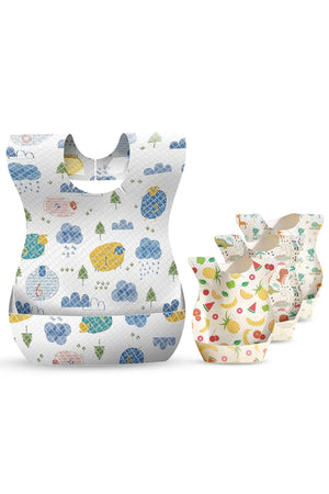 Star Babies 40PCS Disposable Baby Bibs - Soft, Leakproof & Hygienic Paper Bibs for Boys & Girls - Assorted Design