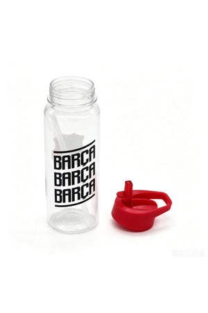 FC Barcelona Plastic Water Bottle 600ml with Straw Lid, BARCA Football Leakproof School Bottle for Boys, Teens & Kids, Reusable Sports Bottle for Gym, Travel & Outdoor Use (Green & Black)