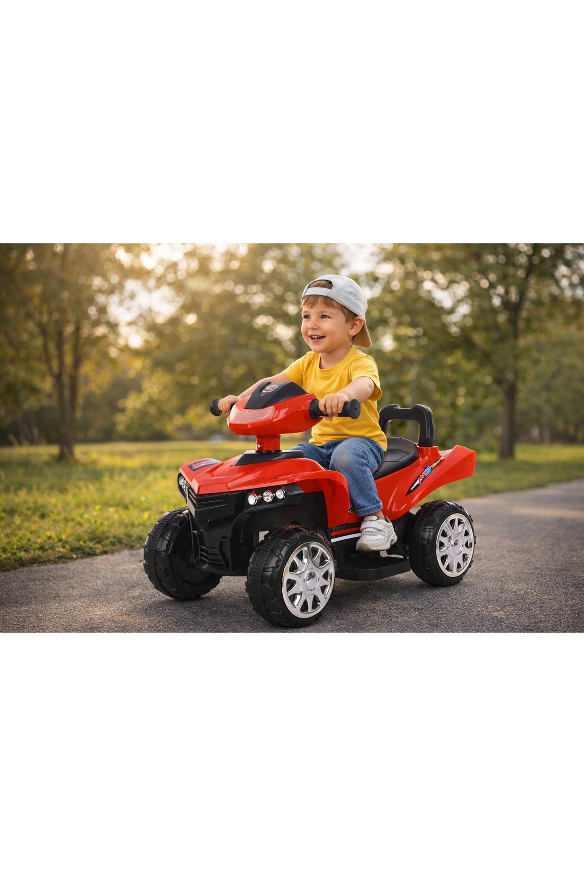 StarMarz Mini Quad Ride-On ATV – Foot-to-Floor Baby Ride-On Bike for Kids, Sturdy 4-Wheel Design, Steering Handle & Comfortable Seat – Indoor/Outdoor Toddler Push ATV (1–4 Years) – Red