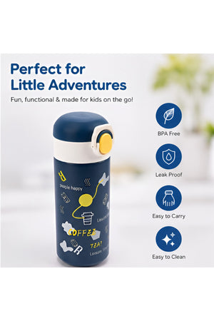 Cocobee 500Ml Insulated Stainless Steel Water Bottle – Leakproof, Odour-Free, With Soft Grip Handle (Ages 3+) – Blue