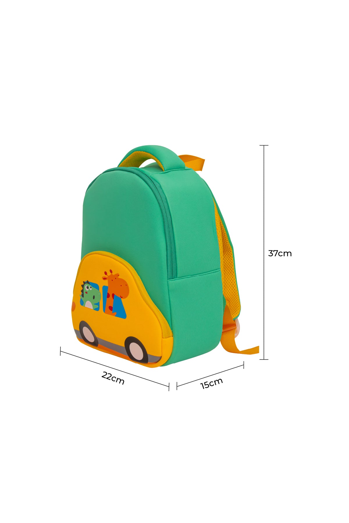 MOON Kids Backpack  – Comfy 3D Design,Padded Straps, Waterproof-Perfect for Preschool, Nursery, Snacks & Lunchbox-Car/Green