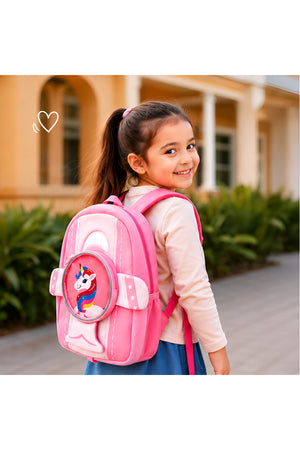 Cocobee Aeroplane Style Unicorn Printed Backpack For Girls – Pink