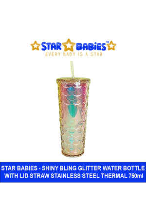 Star Babies - Shiny Bling Glitter Dimond Bottle With Lid And Straw - 750ml