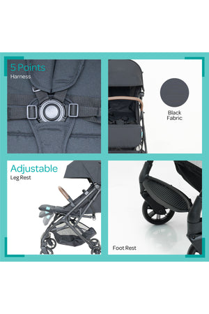 MOON Ritzi-Lite Baby Cabin Stroller -Black