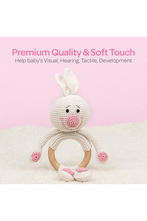 MOON Handcrafted Crochet  Toy with Cuddle Ring -Bunny