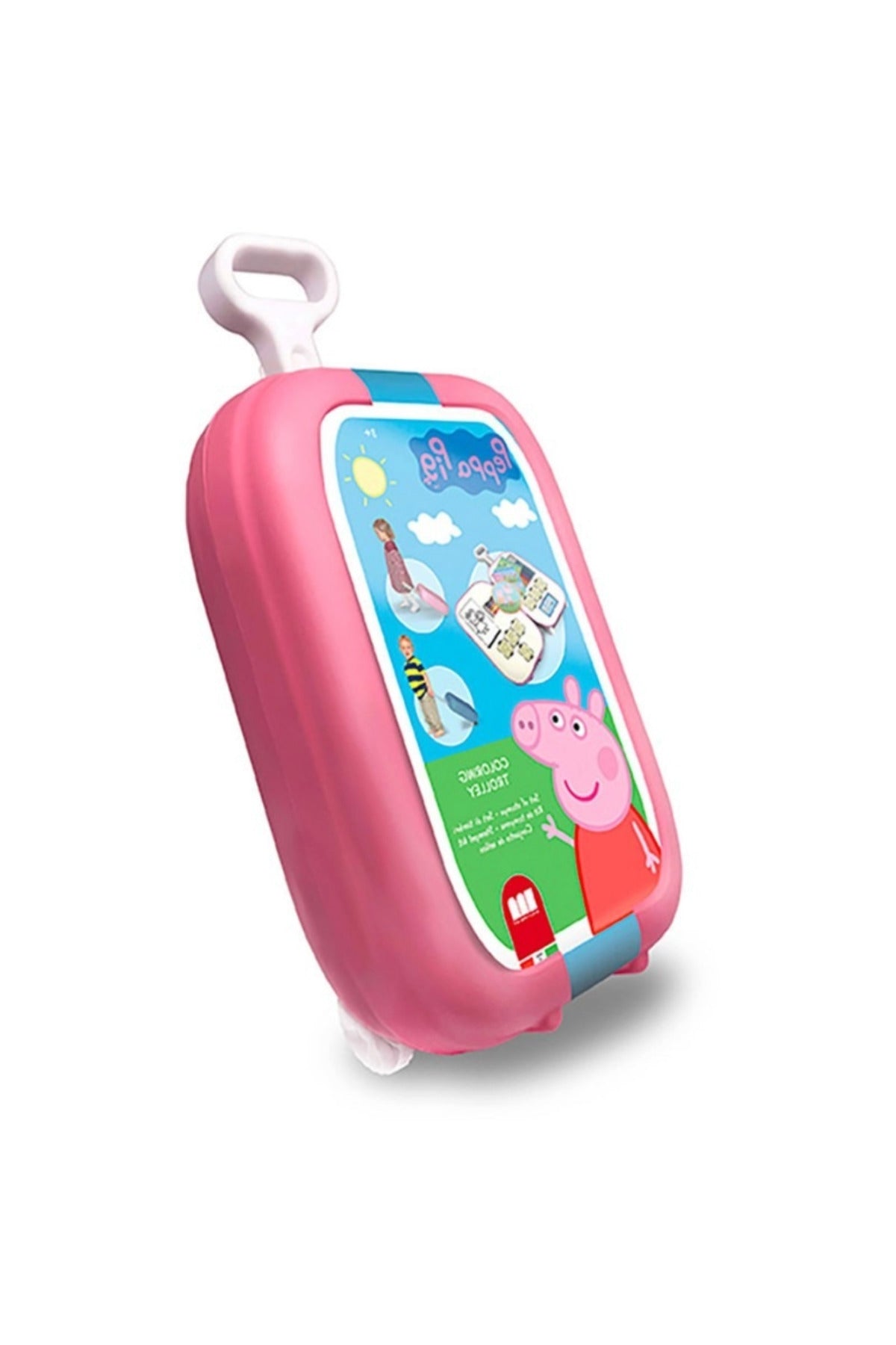 Peppa Pig Art Trolley for Kids – Creative Travel Case with 7 Stamps, Ink Pad, 18 Washable Felt Pens, Activity Book, 5 Colour Pencils & 30 Stickers – Rolling Trolley with Handle