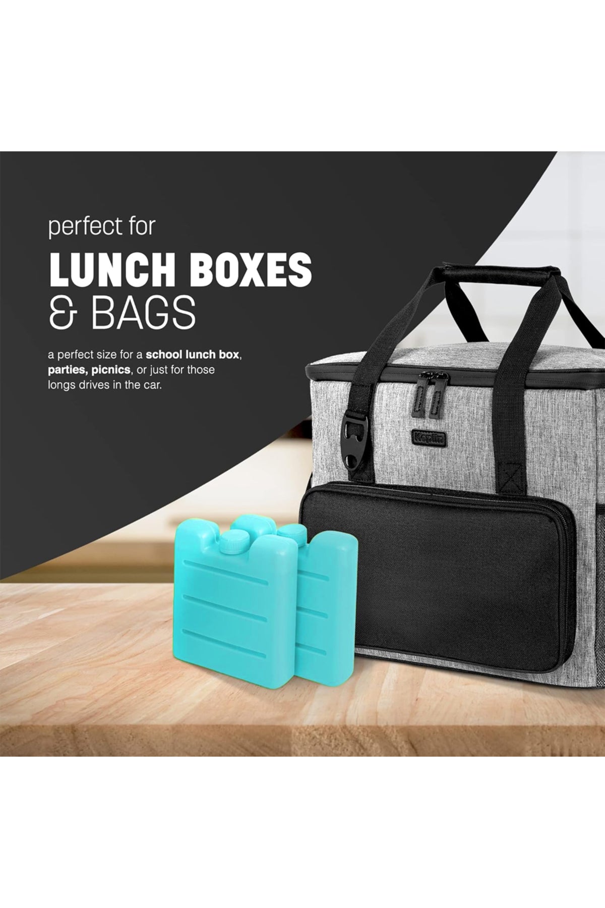 Star Babies Insulated Lunch Bag with Ice Pack Grey