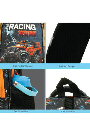MOON  Kids Backpack    - (12-Inch)  Premium Kids School Bag -Racing Car