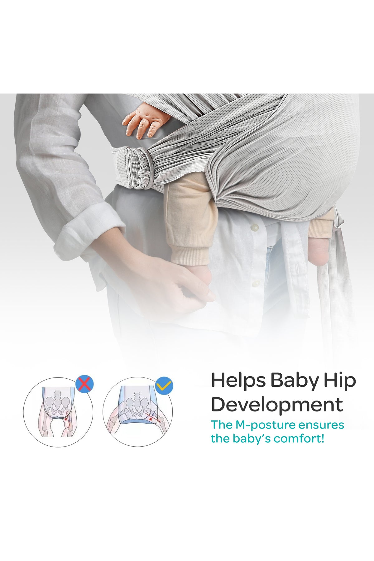 MOON KaryGo Baby Sling Carrier-Light Grey
