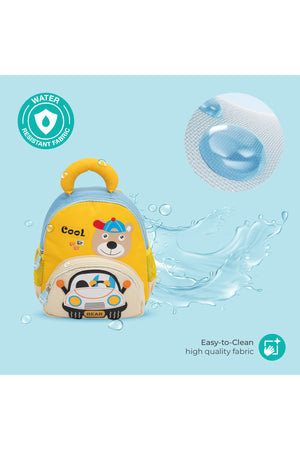MOON Kids Backpack  – Comfy 3D Design,Padded Straps, Waterproof-Perfect for Preschool, Nursery, Snacks & Lunchbox-Bear/Yellow