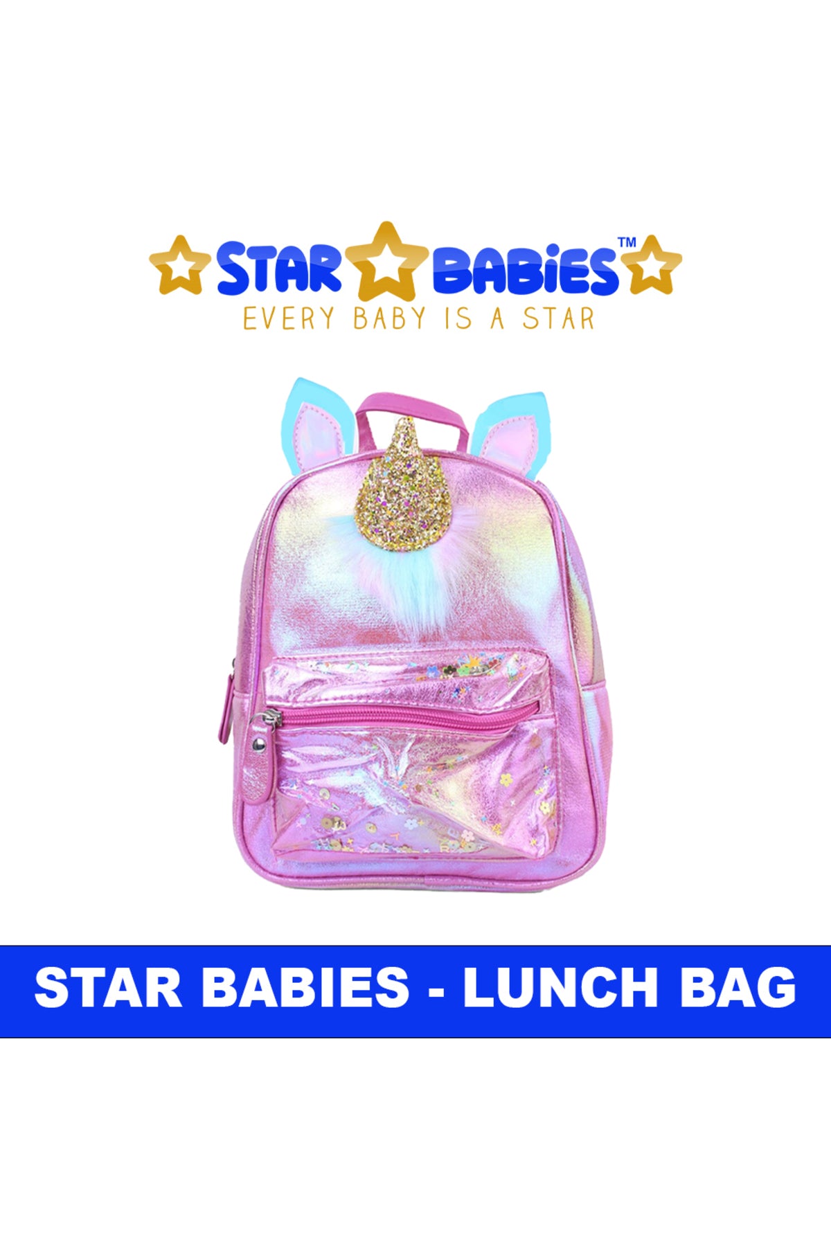 Star Babies - Unicorn School Backpack - Silver & Pink