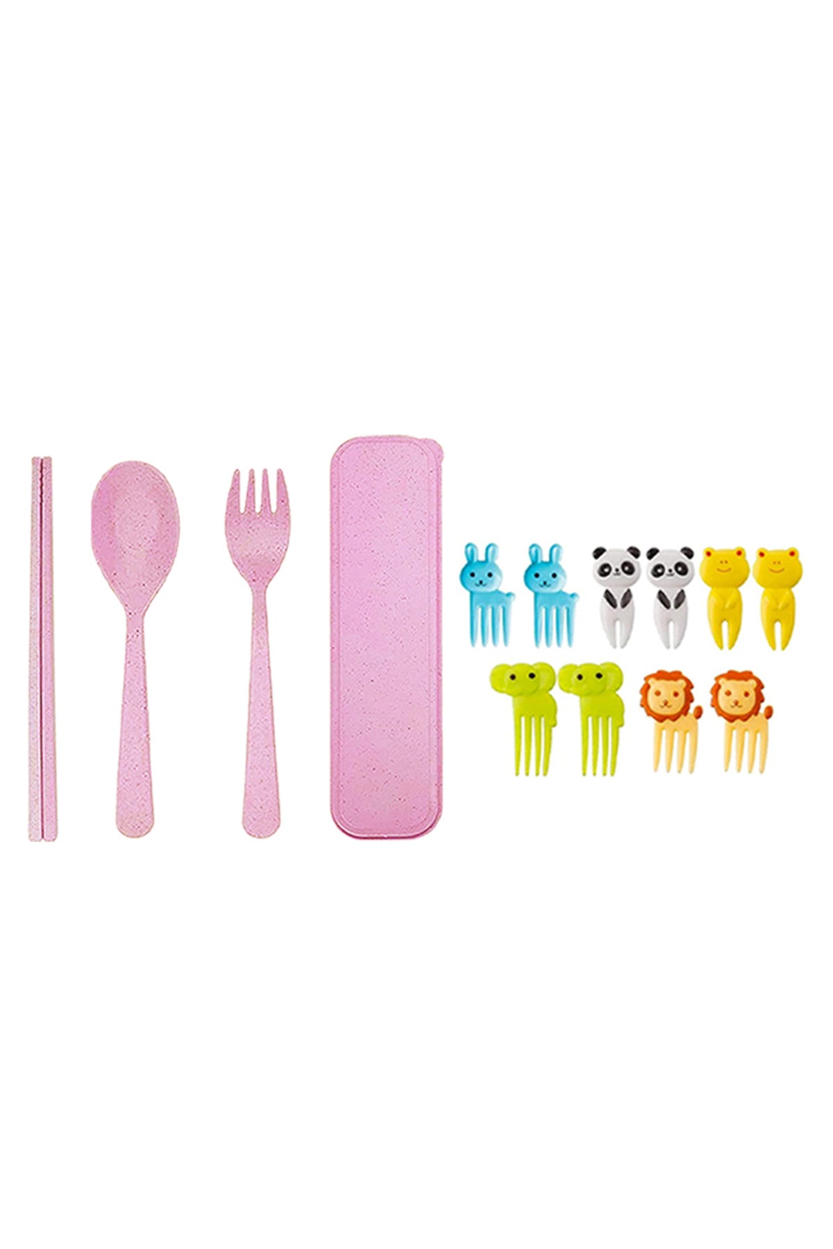 Star Babies - Fruit Picks 10 Pcs With Organic Cutlery Set - Pink