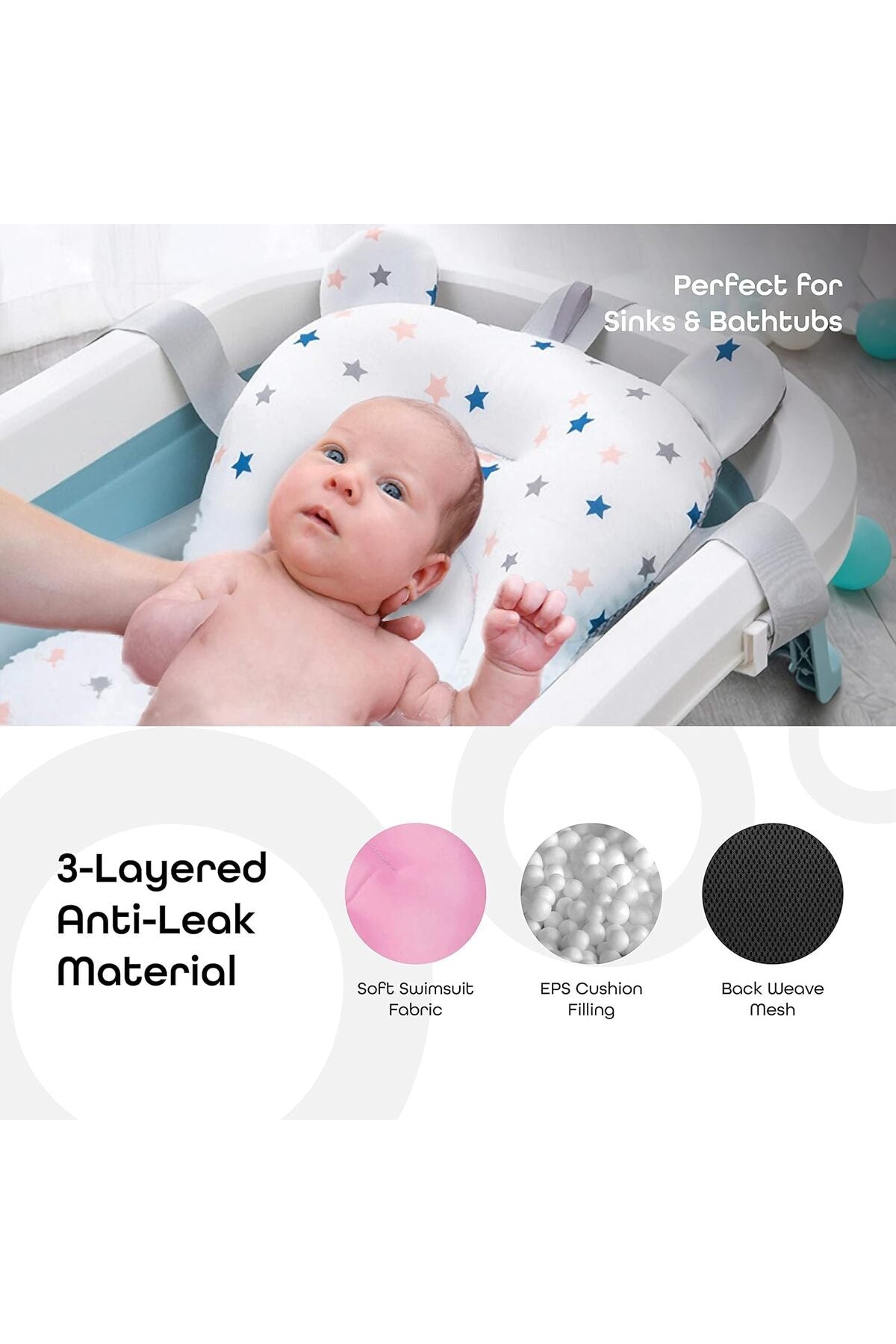 MOON Anti-Slip Baby Bath Pad - Pink