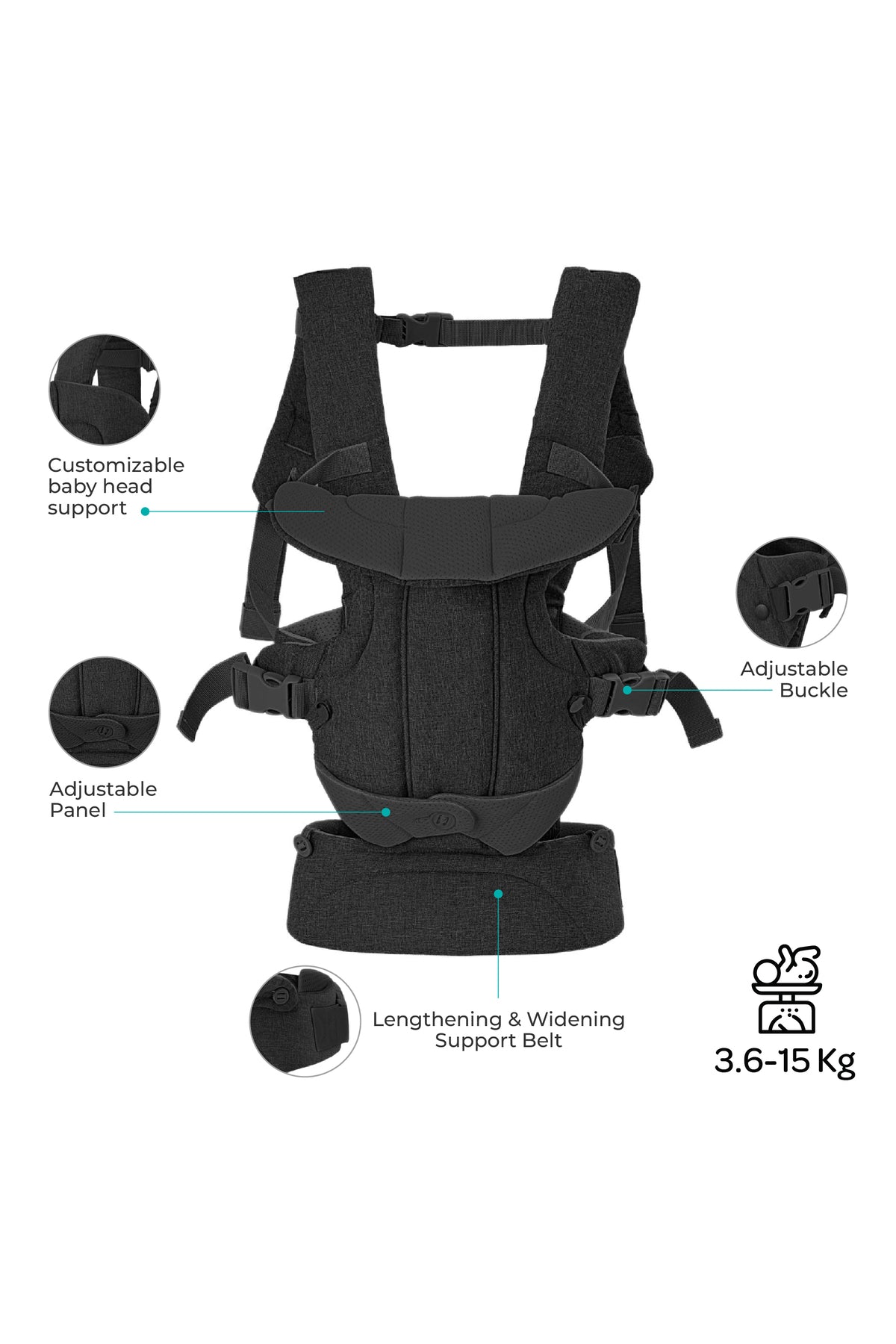 MOON KaryGo 4 in 1- baby Carrier-Black