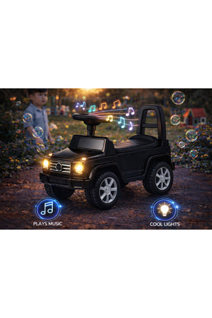 StarMarz Black Luxury Ride-On Jeep – Foot-to-Floor Baby Push Car with Steering Wheel, Backrest & Smooth Wheels – Indoor/Outdoor Toddler Ride-On Toy (1–4 Years) – Black Edition