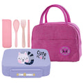 Star Babies Insulated Mini Lunch Bag with 5 Compartment Lunch Box and Fork-Spoon Set- Lavender