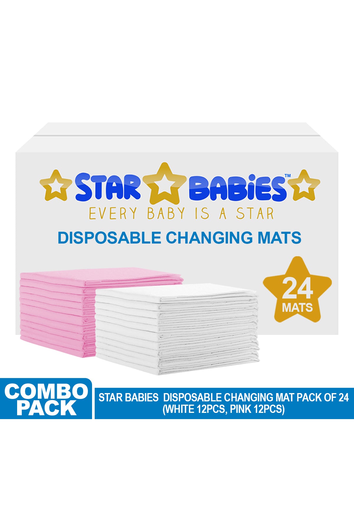 Star Babies Disposable Changing Mats - 24 Pieces