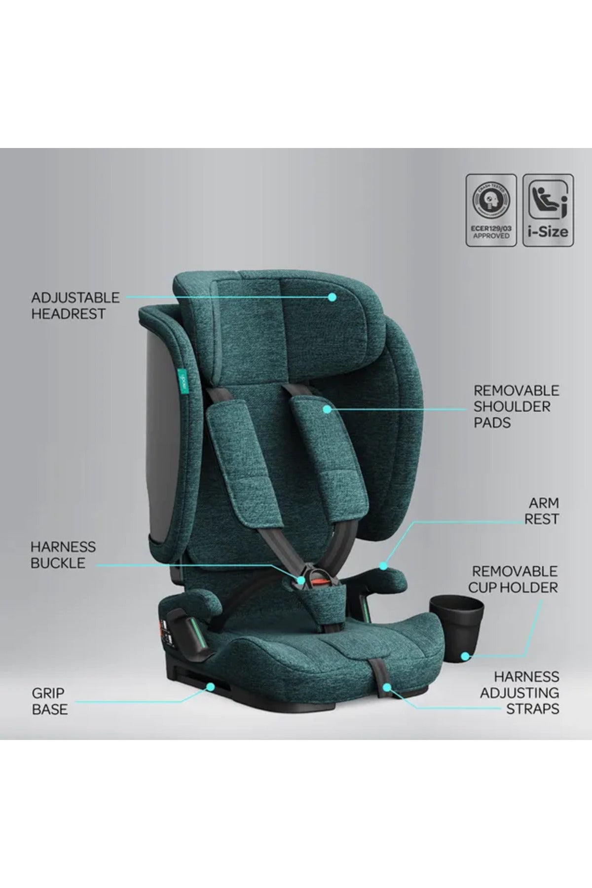 MOON Folda Plus ECE R129 i-Size Foldable  Car Seat -Green