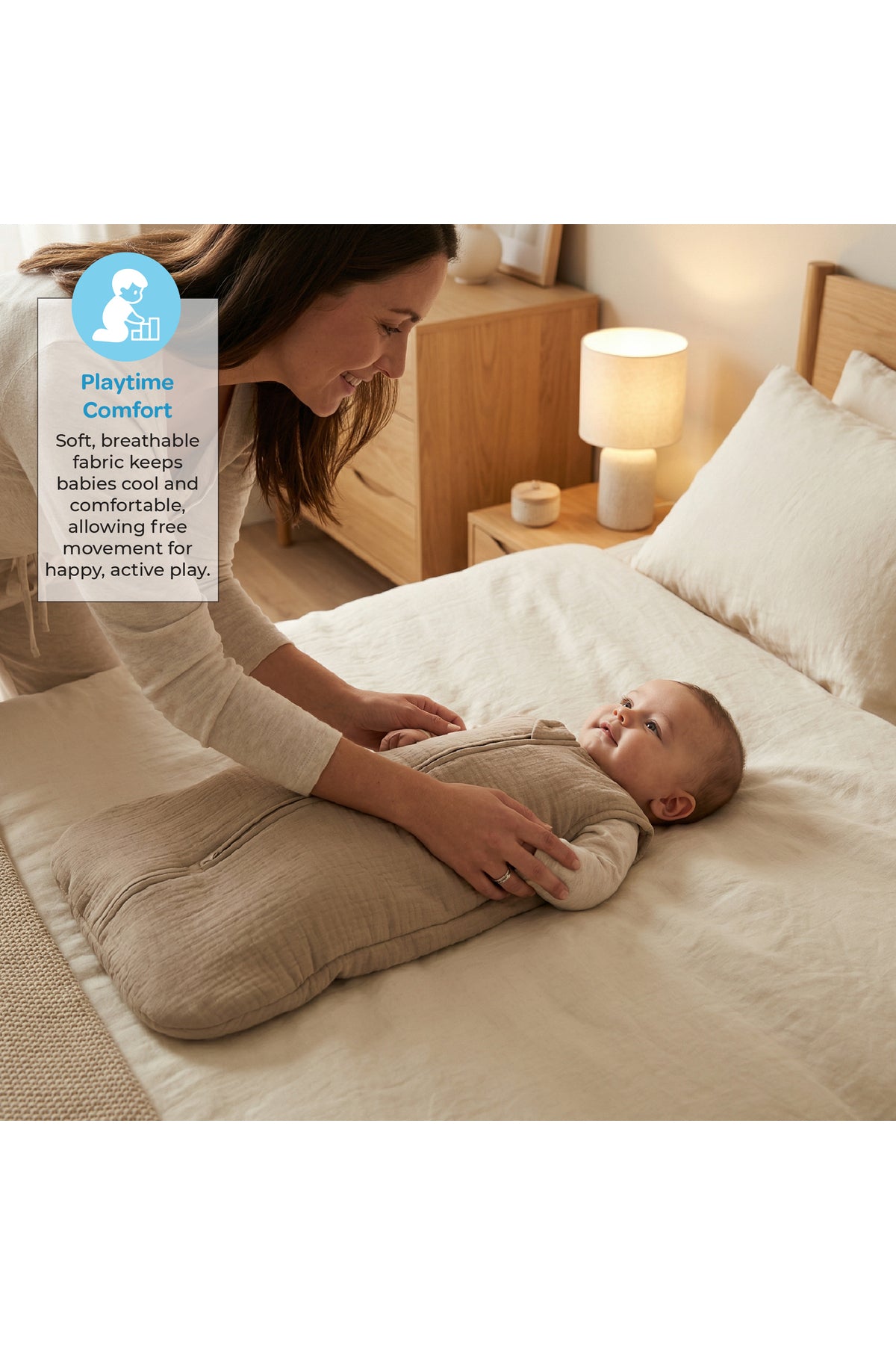 MOON Organic Crinkle Muslin Sleep sack  2.5 Tog (6-12Months )-Brown