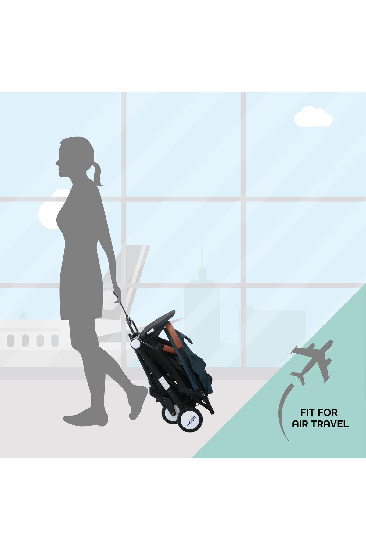 MOON Ritzi - Cabin Stroller - Black/Blue Dots