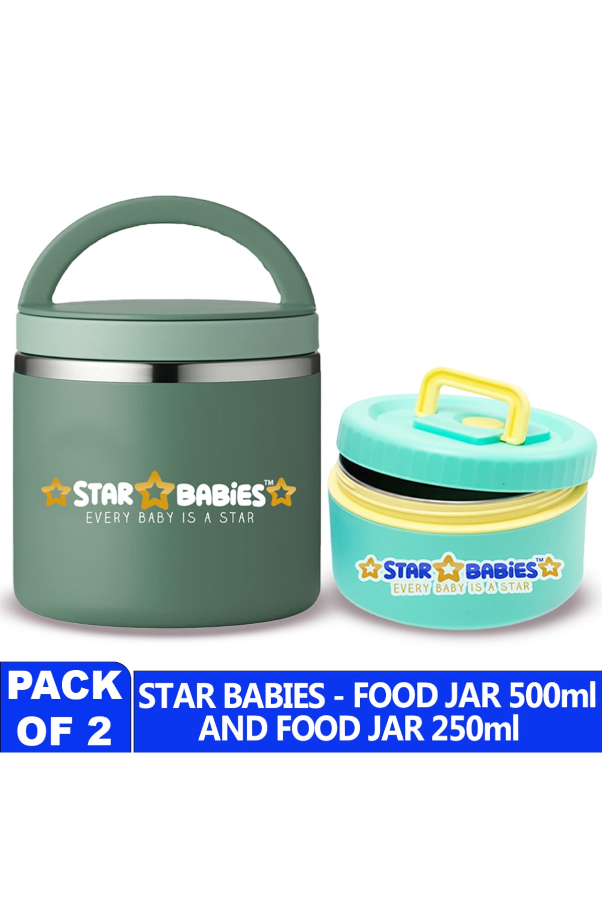 Star Babies - Stainless steel Food jar set of 2 combo for food / soup / salad .
