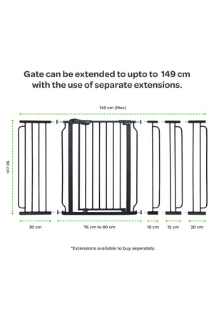 MOON Secura Baby Safety gate 76-80cm,Auto lock barrier – Black