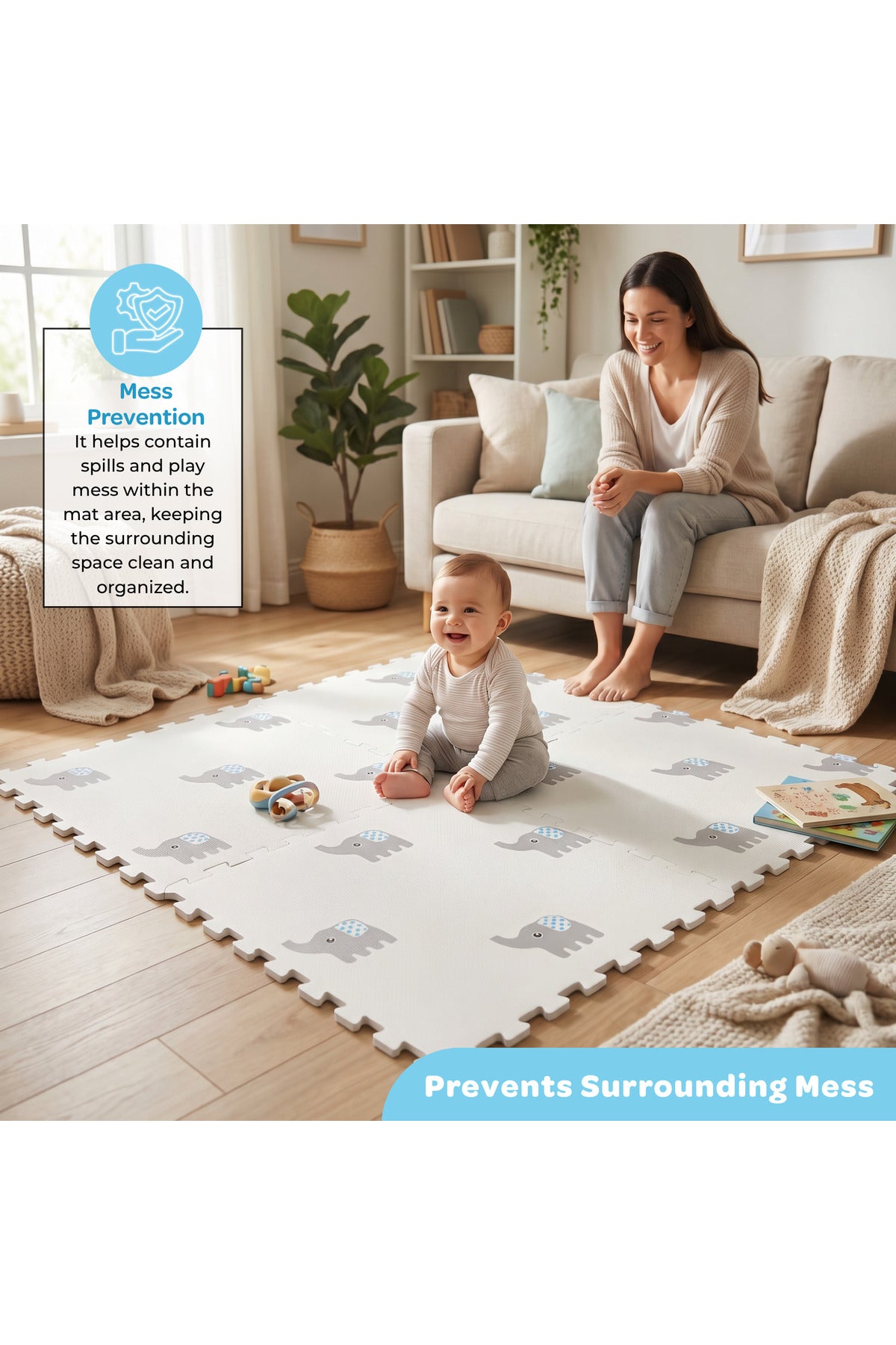 MOON Elephant Baby Puzzle Playmat | EVA Foam Floor Mat | Multicolour | 10 Months+