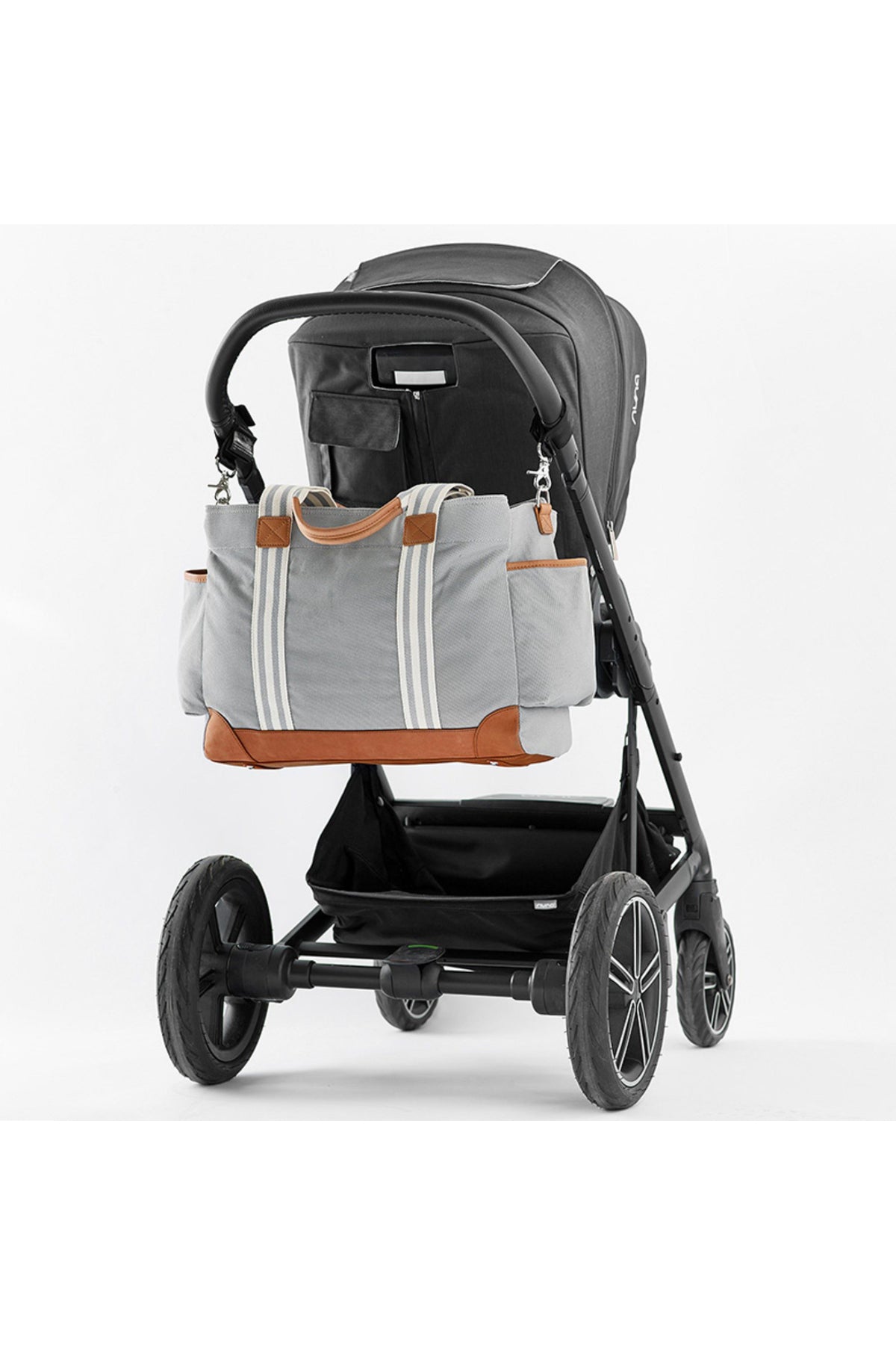 Star Babies - Waterproof Tote Baby Diaper Bags With Caddy Diaper Bag - Grey/Green - Pack Of 2