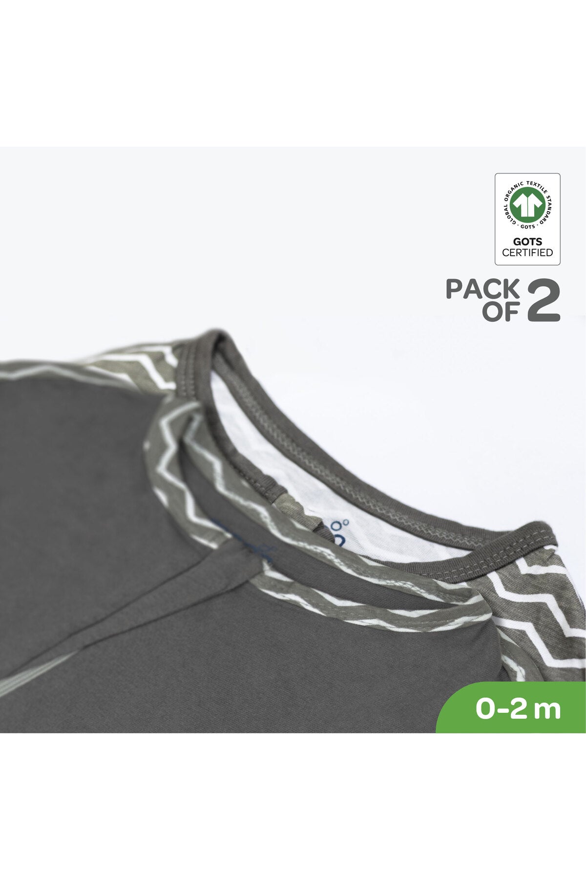 MOON Swaddle Pods with Beanie - Pack of 2, Front Two-Way Zippered-Grey and Stripes Print