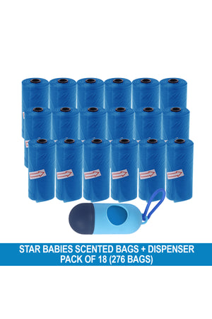 Star Babies - Disposable Scented Nappy Bag With Dispenser - Navy Blue - Pack of 18 - 276pcs