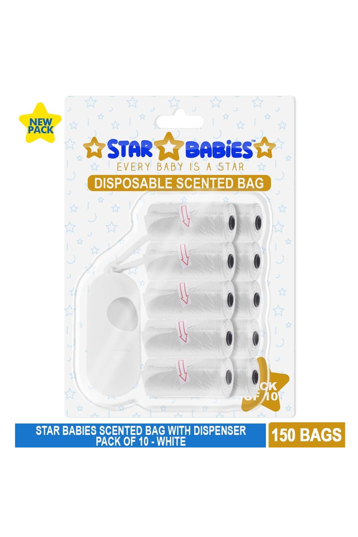 Star Babies - Scented Bag W/ Dispenser Blister - Pack of 10 - White