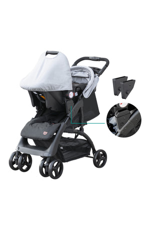 MOON Aria Baby Stroller 2-in-1 Travel System + Detachable Carrier Car Seat -Light Grey