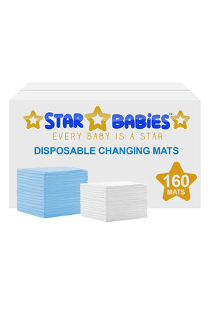 Star Babies - Disposable Changing mats (45x60cm) Large  Pack of 160 - Blue/White