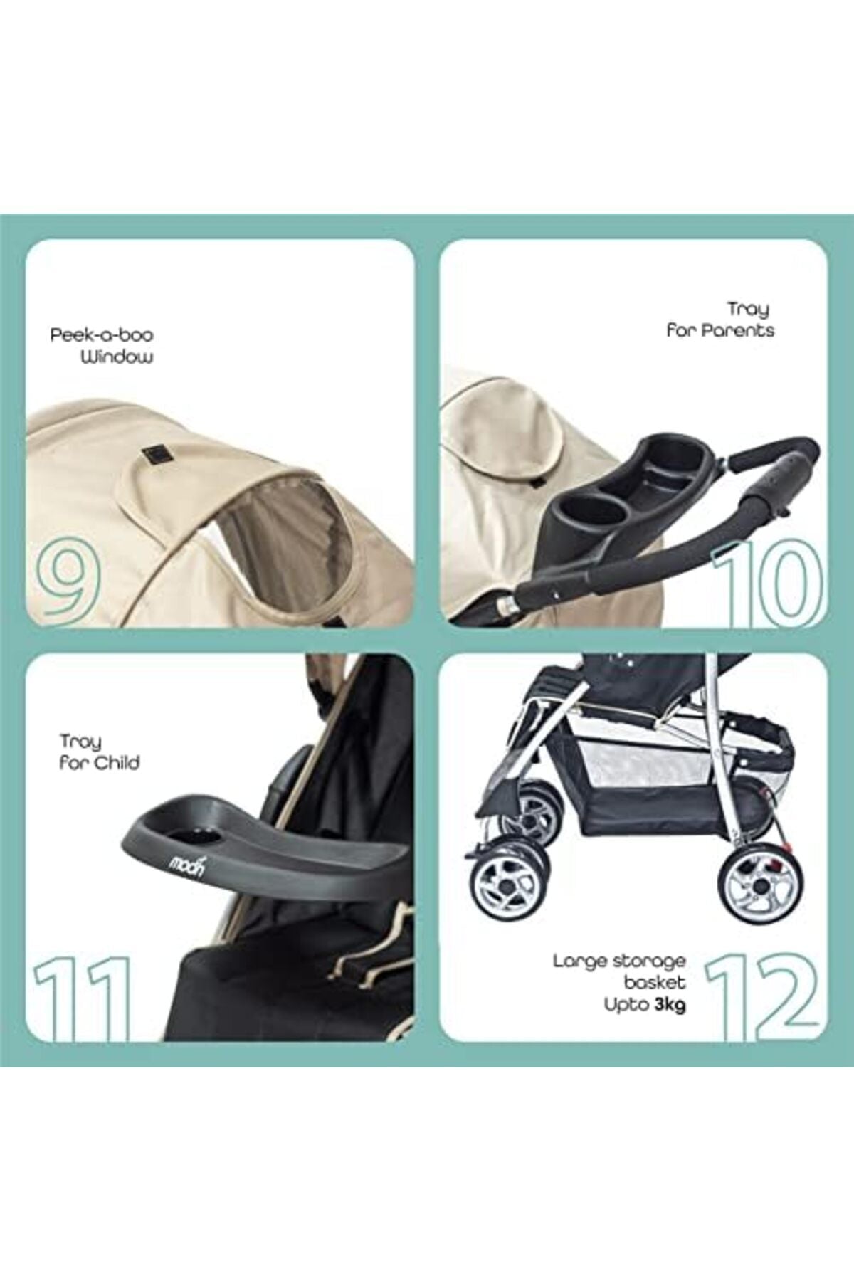 MOON Trek - One Fold Stroller - Beige