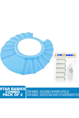 Star Babies Adjustable Shower Cap + Scented Bag + Dispenser - White