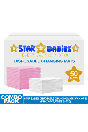 Star Babies Disposable Changing Mats Pack of 50 - Lavender/Yellow