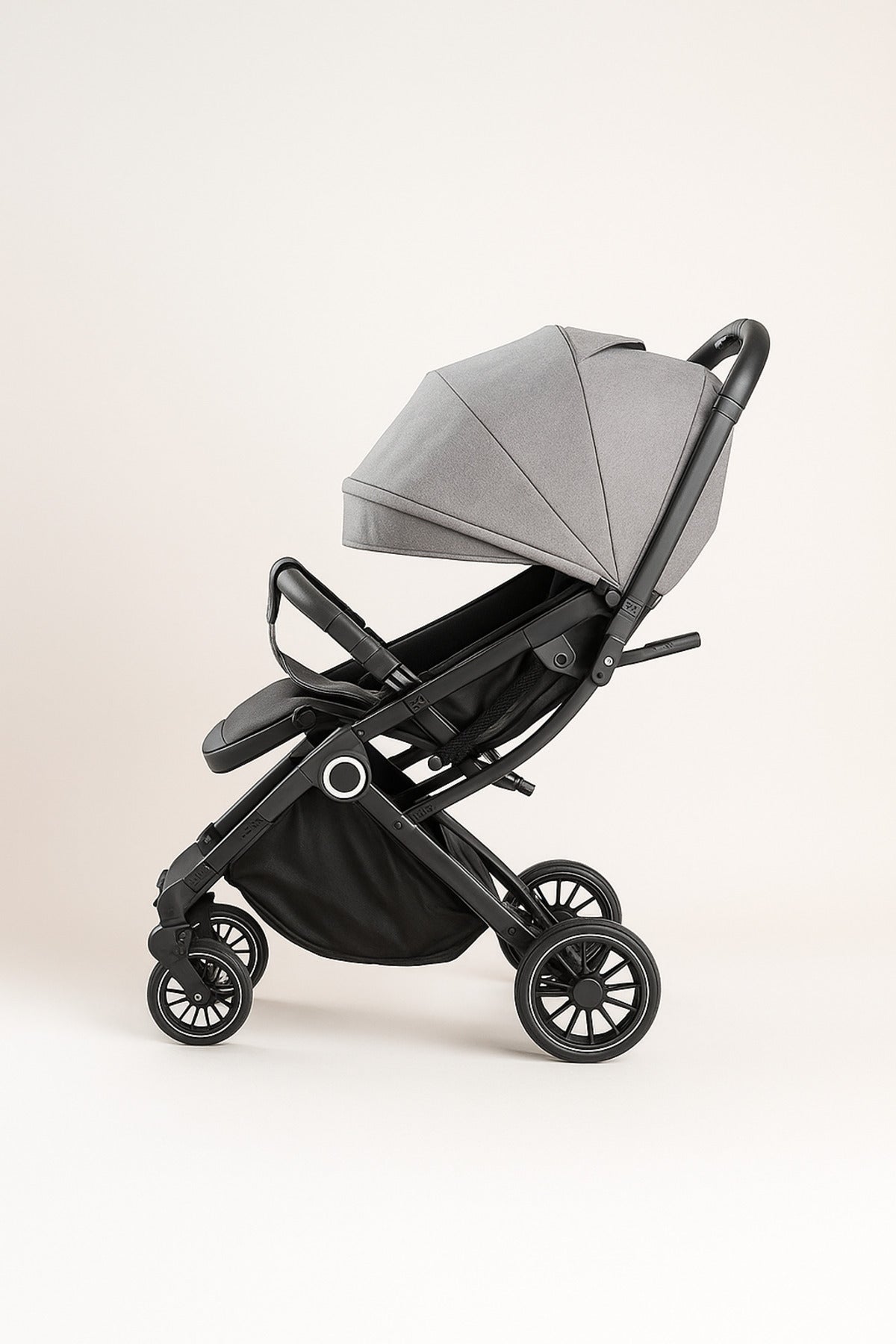 Kikibebe Lightweight Cabin Travel Stroller – Baby Toddler Pushchair with Trolley Handle, Waterproof – Grey