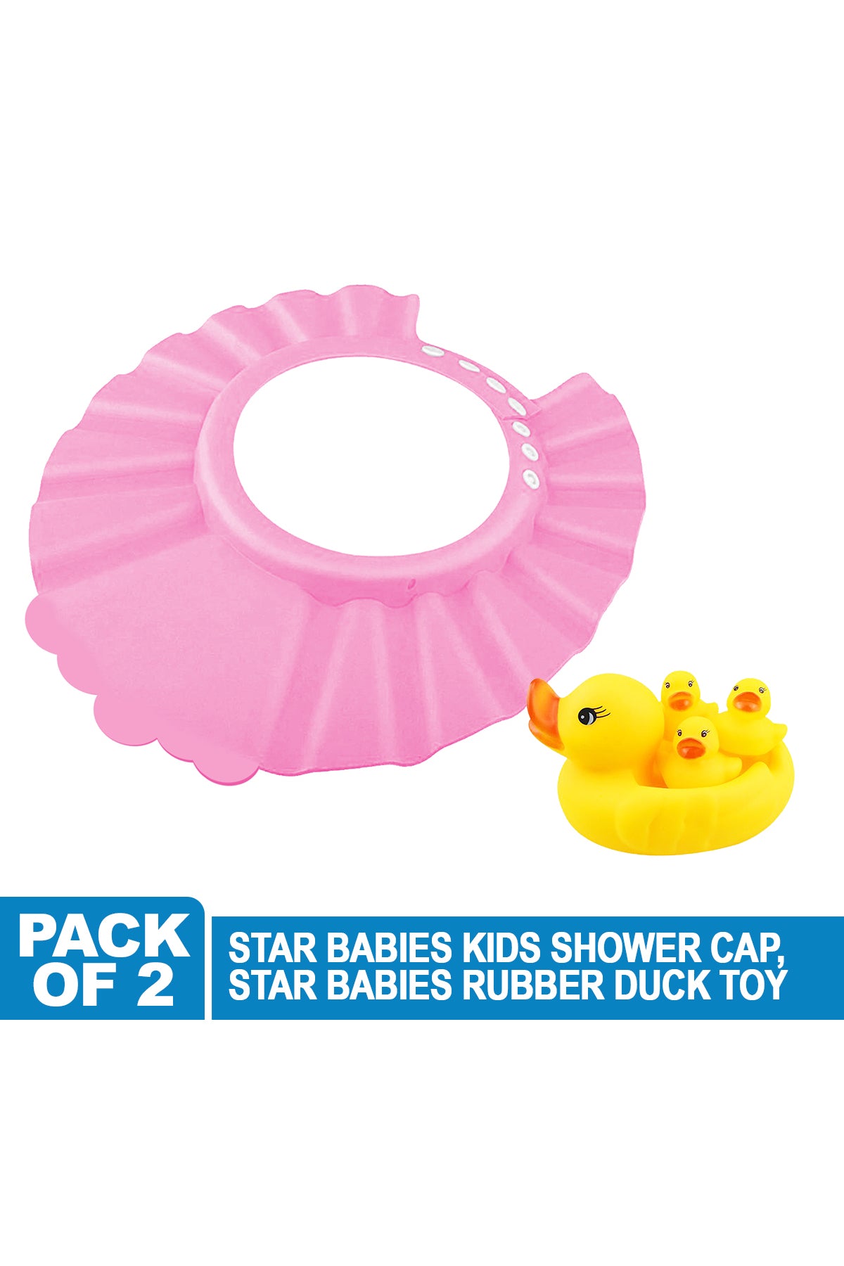 Star Babies - Kids Shower Cap w/ Rubber Duck - 2pcs - Pink