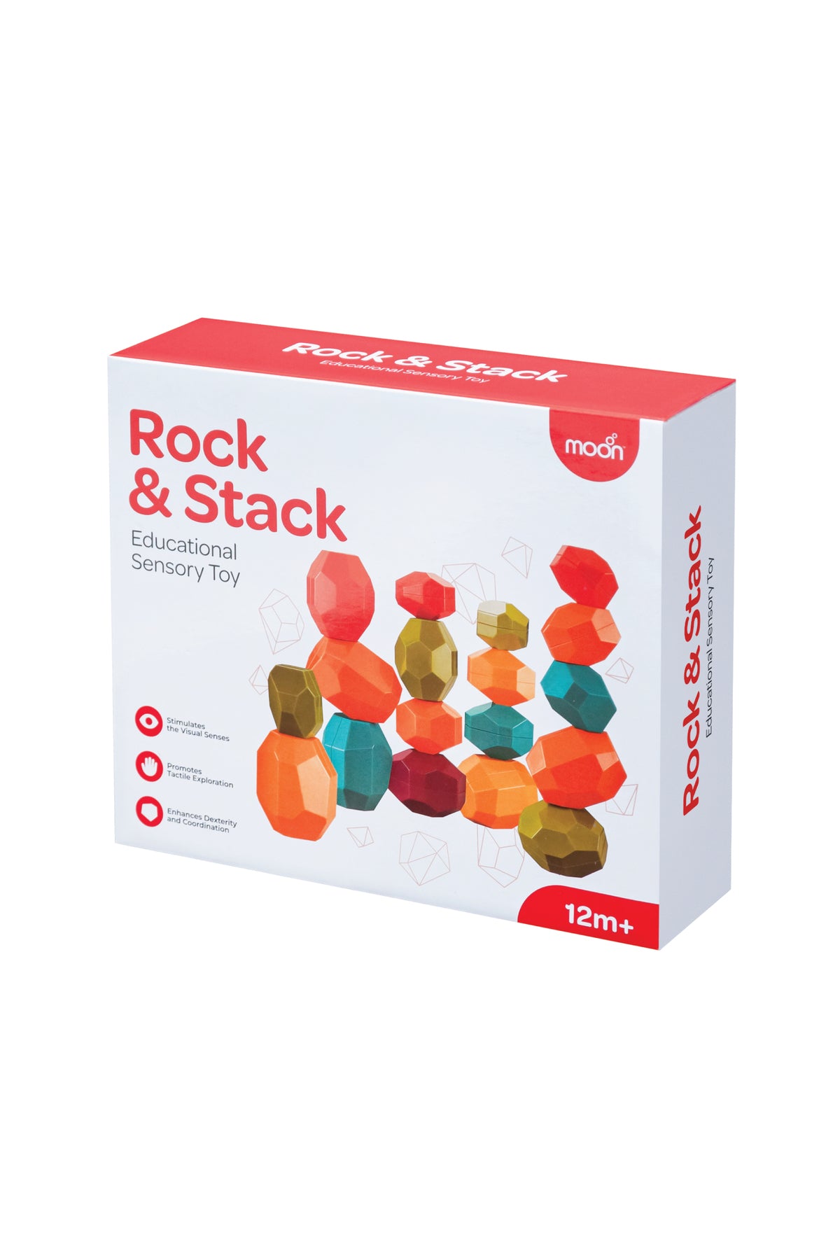 MOON Rock and Stack Balancing Educational Sensory Vibrant Toy Blocks for 12M+ - 12pcs.
