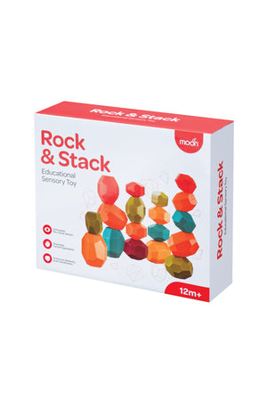 MOON Rock and Stack Balancing Educational Sensory Vibrant Toy Blocks for 12M+ - 12pcs.