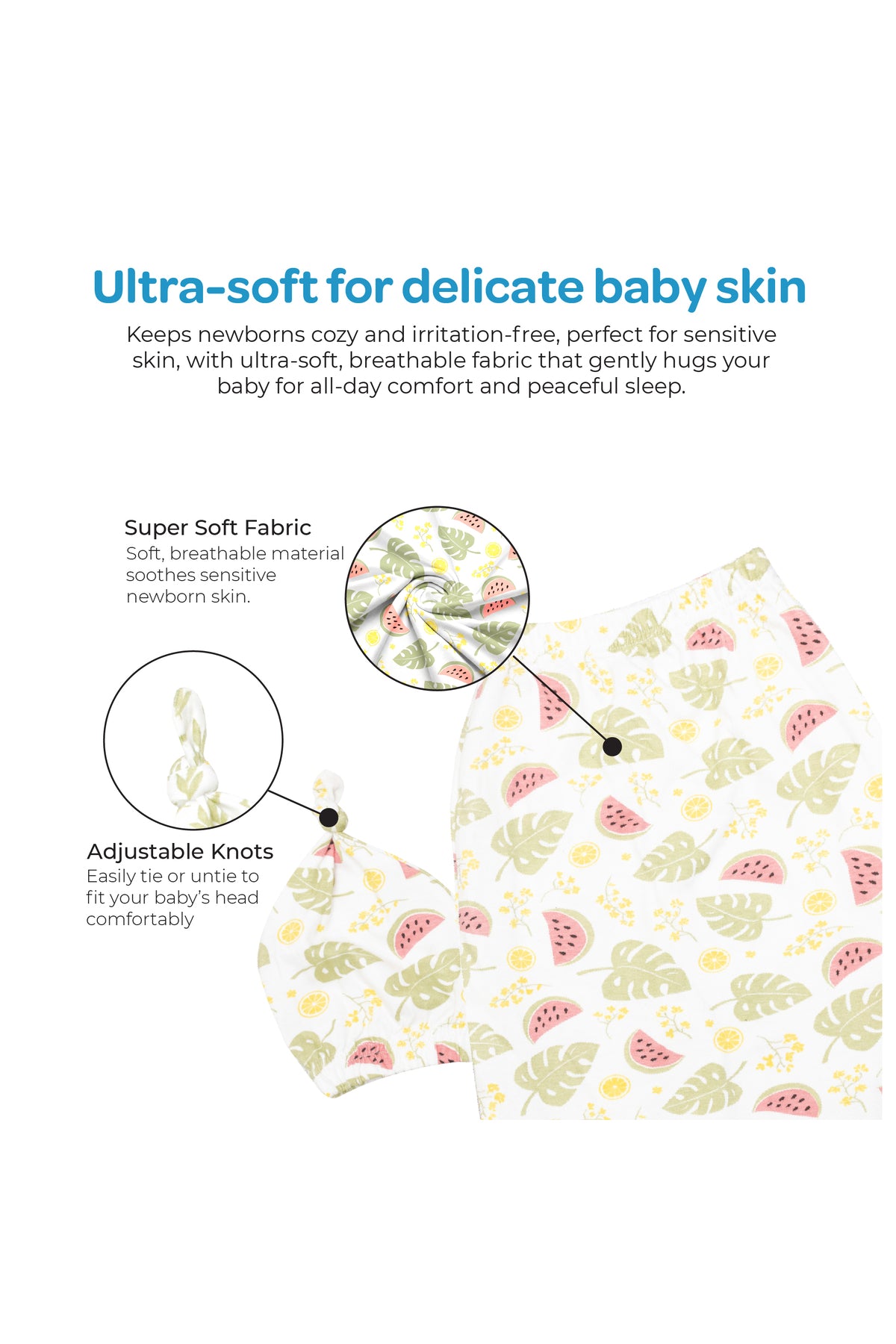 MOON Organic Cocoon and Beanie set (0 Months +)-  Melon Print