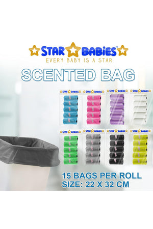Star Babies - Scented Nappy Bag - Pack of 25/375 Bags - Black
