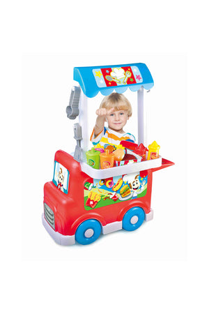 Little Learners Deli Truck Playset - Transforming Food Stand with Sound Effects and 26 Pieces