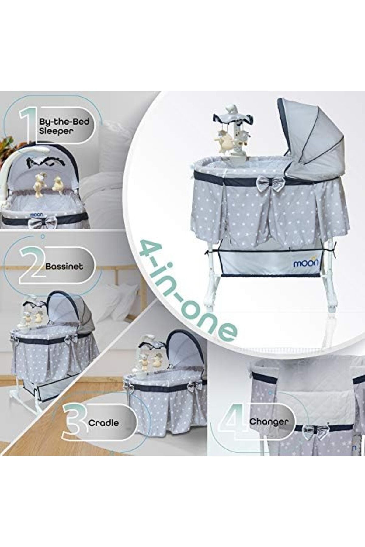 MOON Soffy - 4 in 1 convertible cradle -Dark Grey