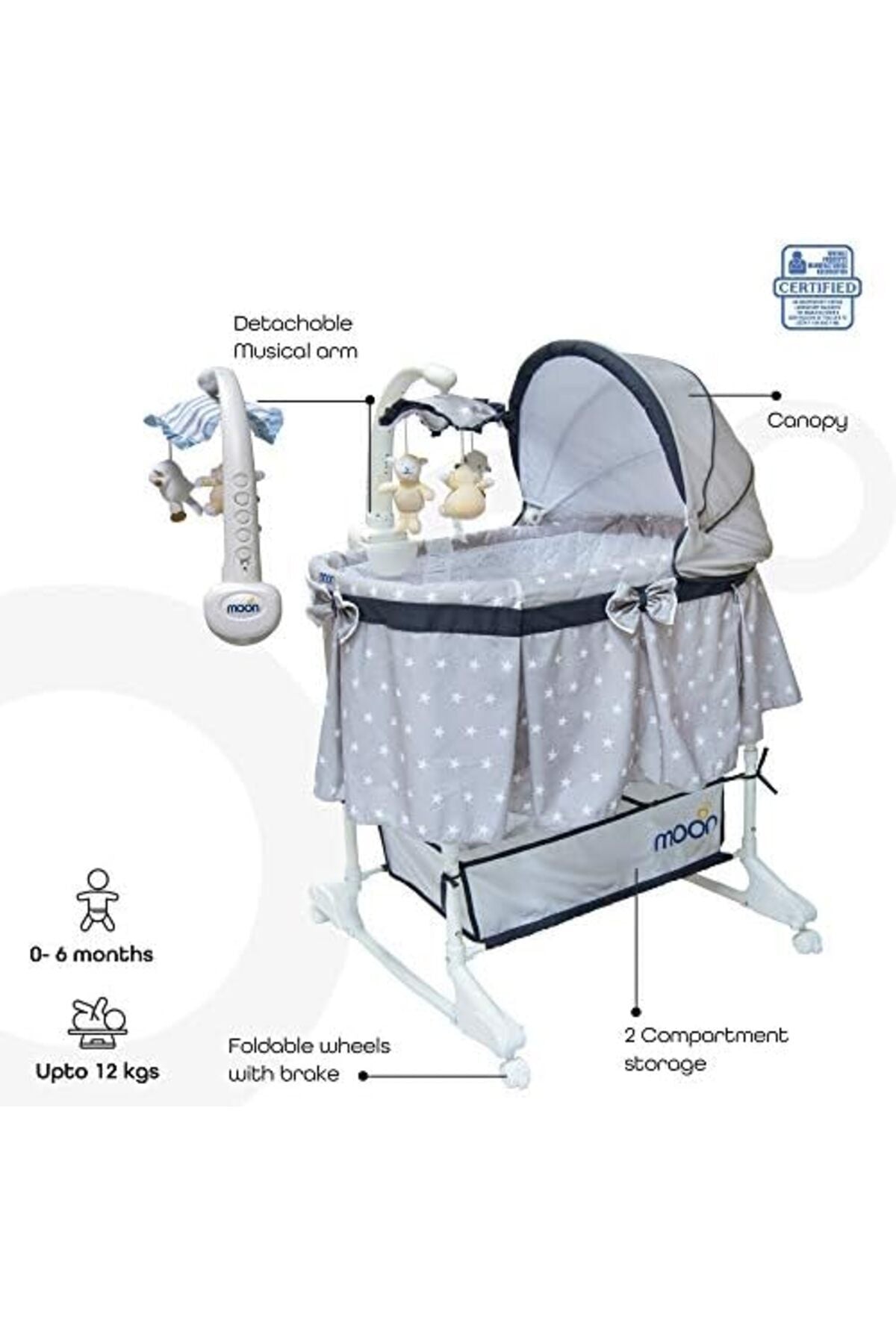 MOON Soffy - 4 in 1 convertible cradle -Dark Grey