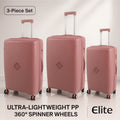 ELITE 3-Piece Hard-Shell Luggage Set (20/24/28) – Lightweight Spinner Suitcase – Rose Gold