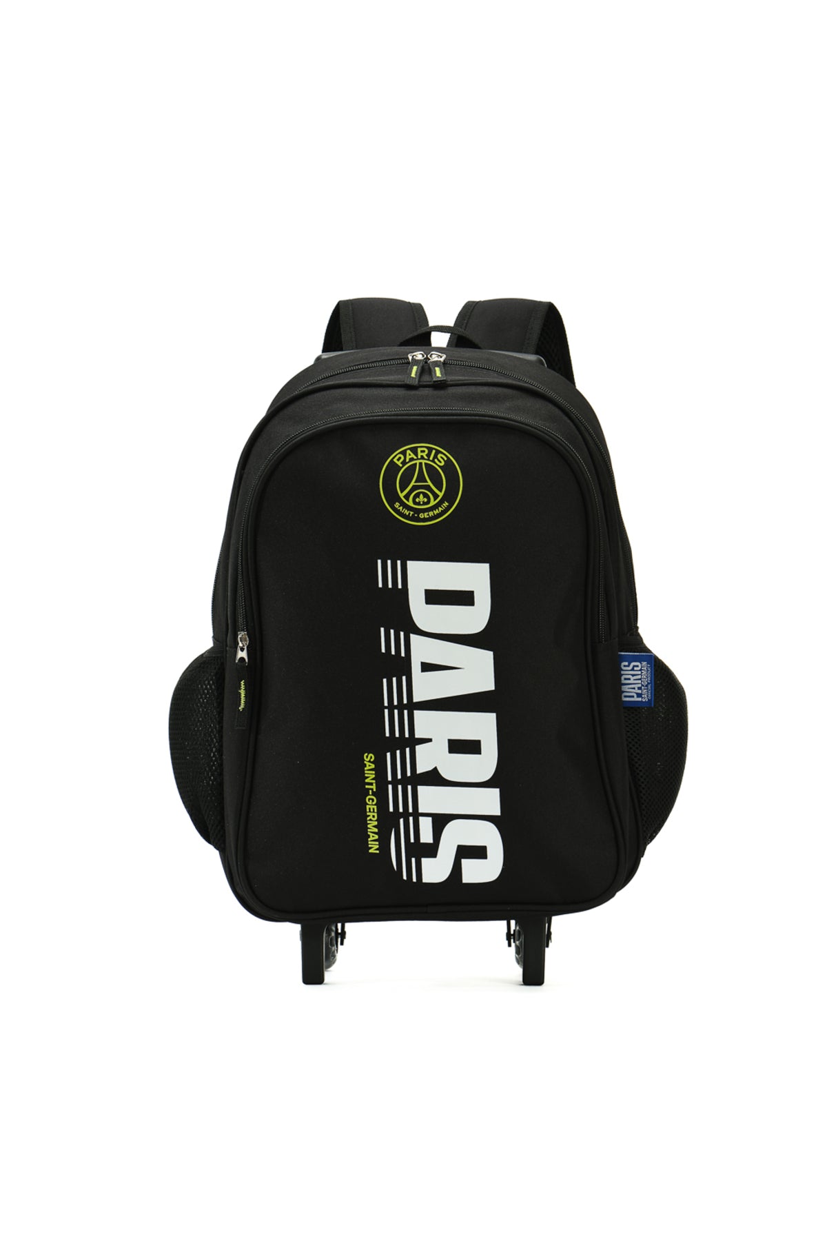 Paris Saint Germain 3-Piece Trolley Backpack Set for Boys Kids & Teens – PSG Football School Bag with Lunch Bag & Pencil Case, 2 Zipper Compartments, Black/Green