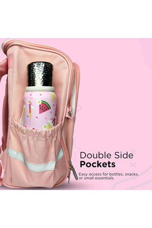Cocobee - Cute Printed Backpack For Girls, 14.9 Inches, Adjustable Shoulder Strap - Pink