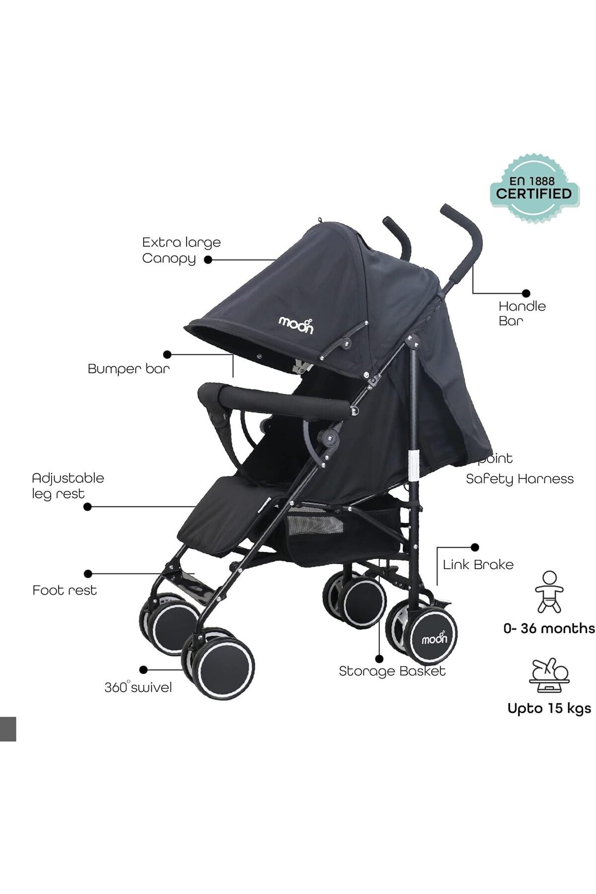 MOON Neo Plus Light Weight Travel Stroller,dark Grey